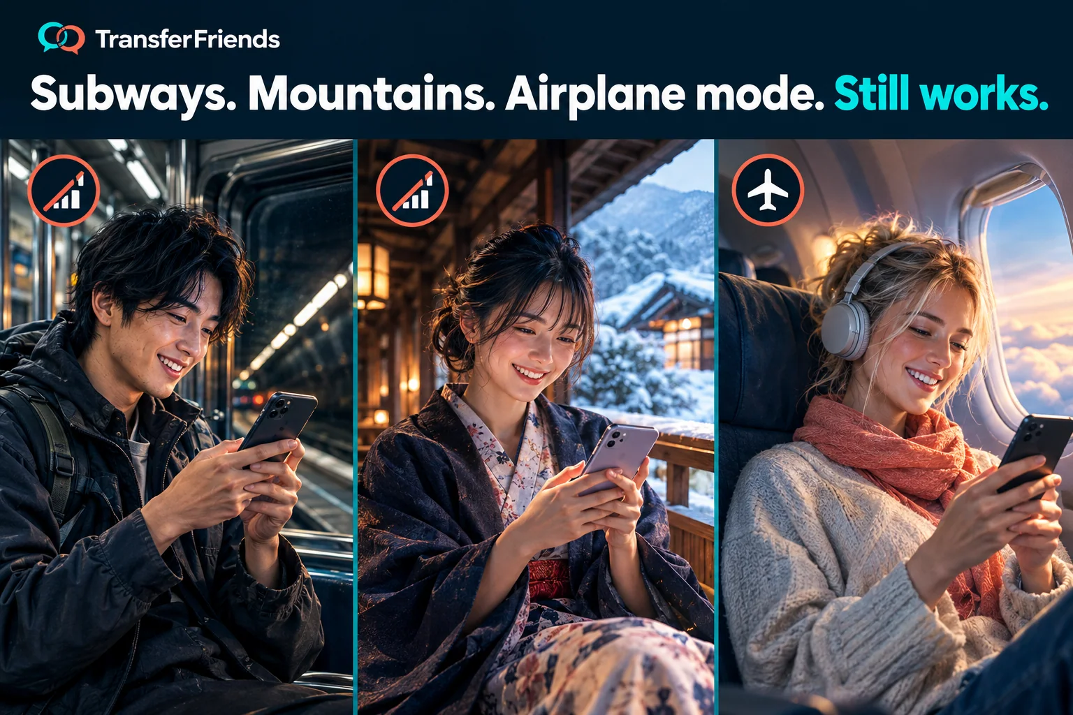 Subways, mountains, airplane mode — still works
